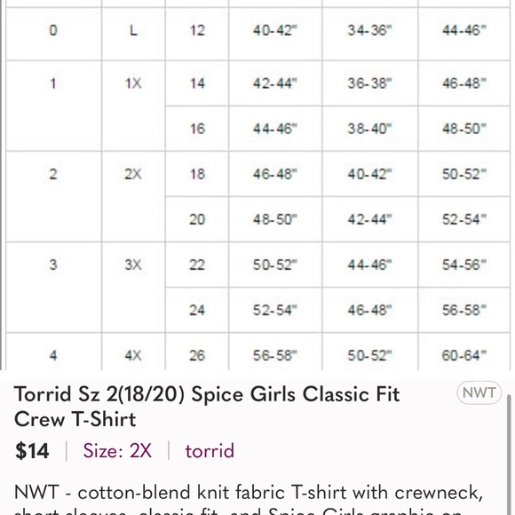 Torrid Sz 2(18/20) Spice Girls Classic Fit Crew T-Shirt - Picture 5 of 5